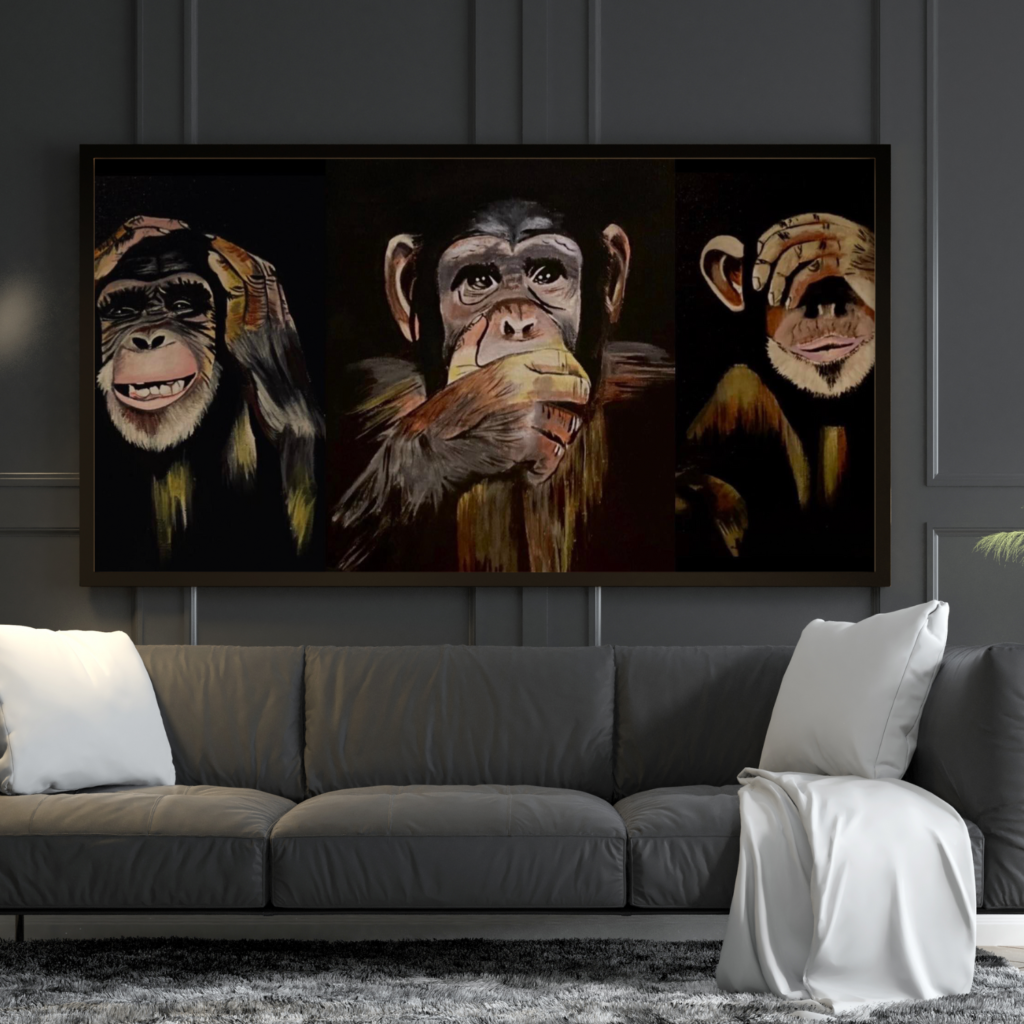 Tableau jungle - Les singes de la sagesse